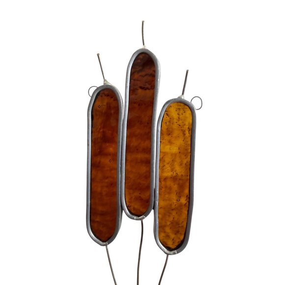 Stained Glass Lantern Cattail Suncatcher Set Camping Fishing Cabin Outdoor - Picture 6 of 8